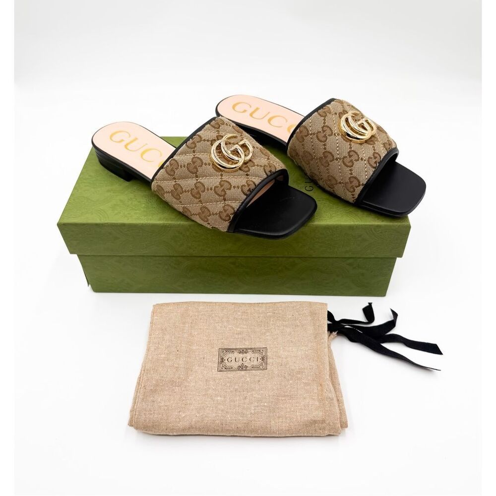 Gucci GG Marmont Monogram Matelasse Slide Sandals EU 37 US 7